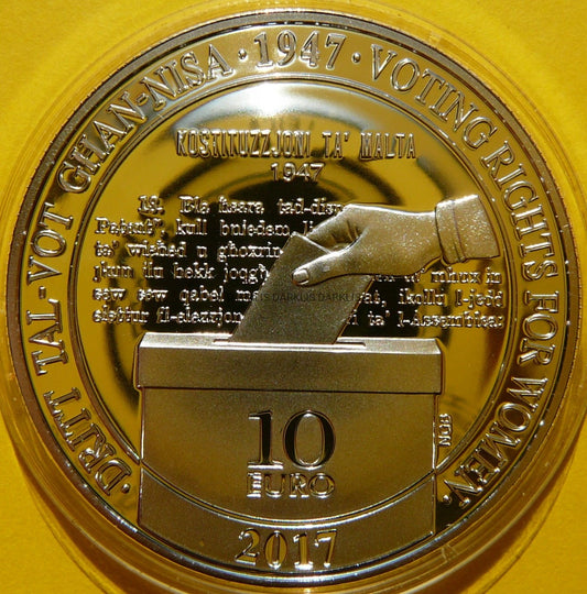 10 EURO MALTA 2017 - 70 LAT PRAWA WYBORCZEGO KOBIET