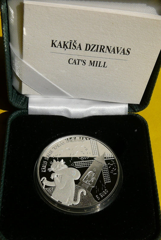 5 EURO ŁOTWA 2019 KOT KOCI MŁYN KARLIS SKALBE RZADKA
