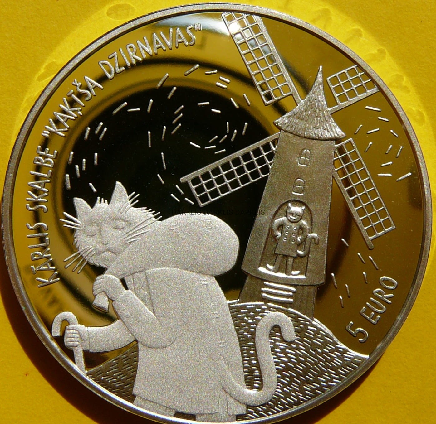 5 EURO ŁOTWA 2019 KOT KOCI MŁYN KARLIS SKALBE RZADKA