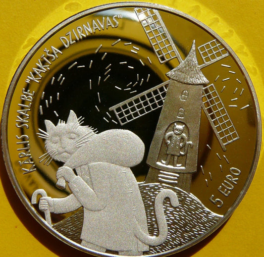 5 EURO ŁOTWA 2019 KOT KOCI MŁYN KARLIS SKALBE RZADKA