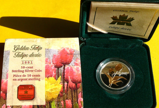 50 CENT KANADA 2002 KWIATY FLORA ZŁOTE TULIPANY
