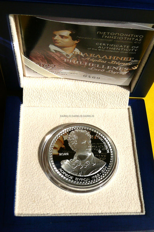 10 EURO GRECJA 2022 FILHELLENIZM LORD BAYRON RZADKA