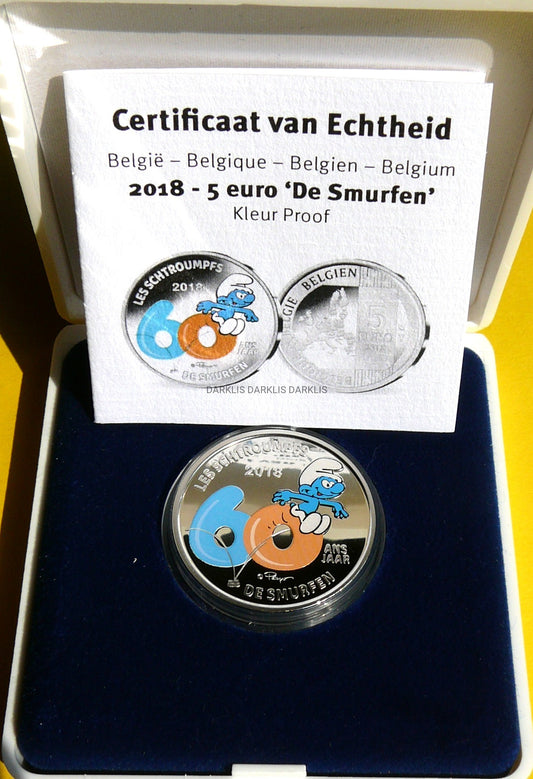 5 EURO BELGIA 2018 60 LECIE SMERFÓW BAJKA KOLOR RZADKA