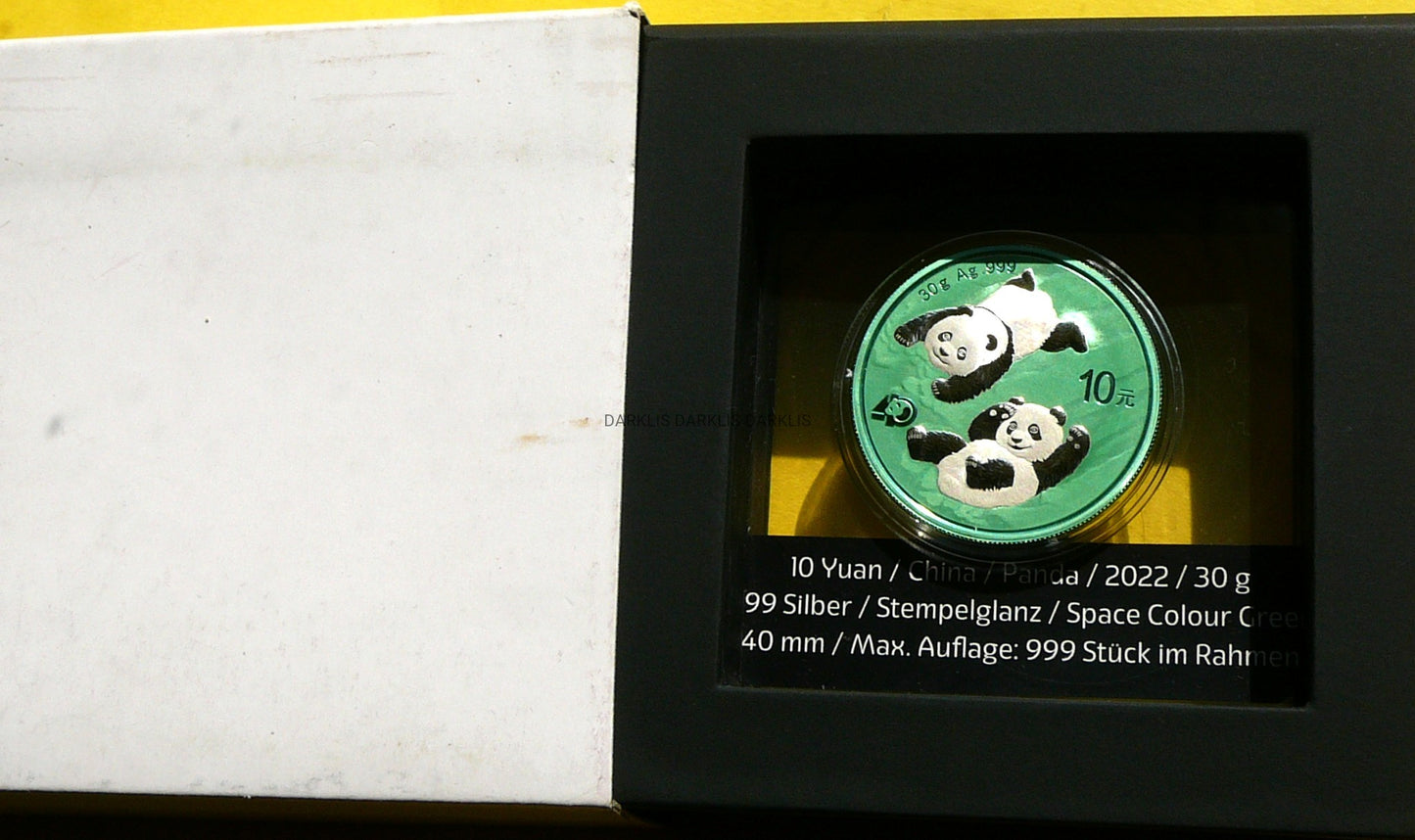 10 YUAN CHINY 2022 PANDA WIELKA SPACE GREEN KOLOR