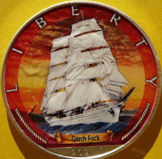 1$ USA 2021 LIBERTY ŻAGLOWIEC GORCH FOCK WIEK ŻAGLI