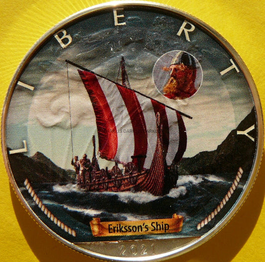 1$ USA 2021 LIBERTY ŻAGLOWIEC ERKISSON SHIP WIEK ŻAGLI