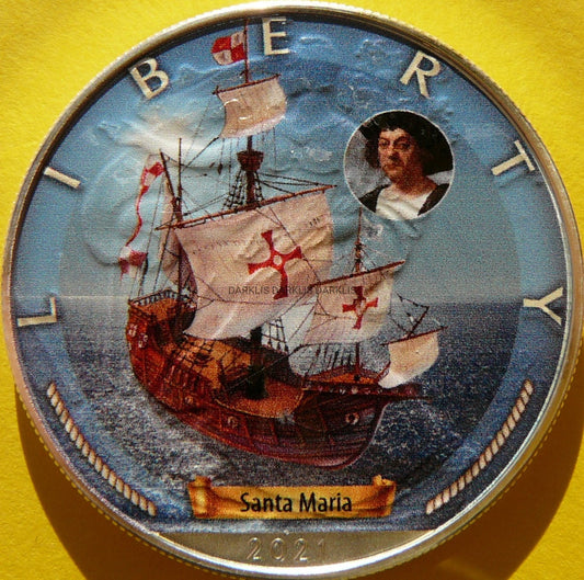 1$ USA 2021 LIBERTY ŻAGLOWIEC SANTA MARIA WIEK ŻAGLI