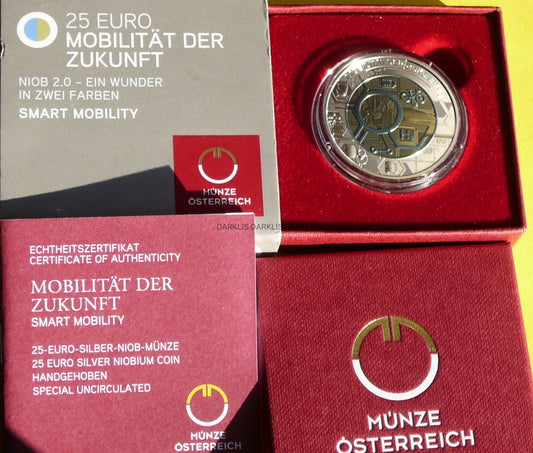 25 EURO AUSTRIA 2021 INTELIGENTNA MOBILNOŚĆ Ag + NIOB