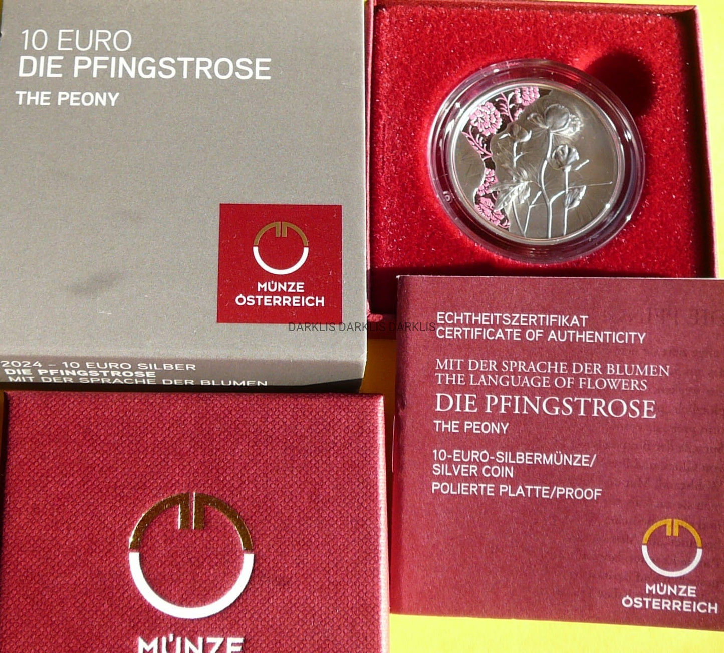 10 EURO AUSTRIA 2024 PIWONIA JĘZYK KWIATÓW KOLOROWA