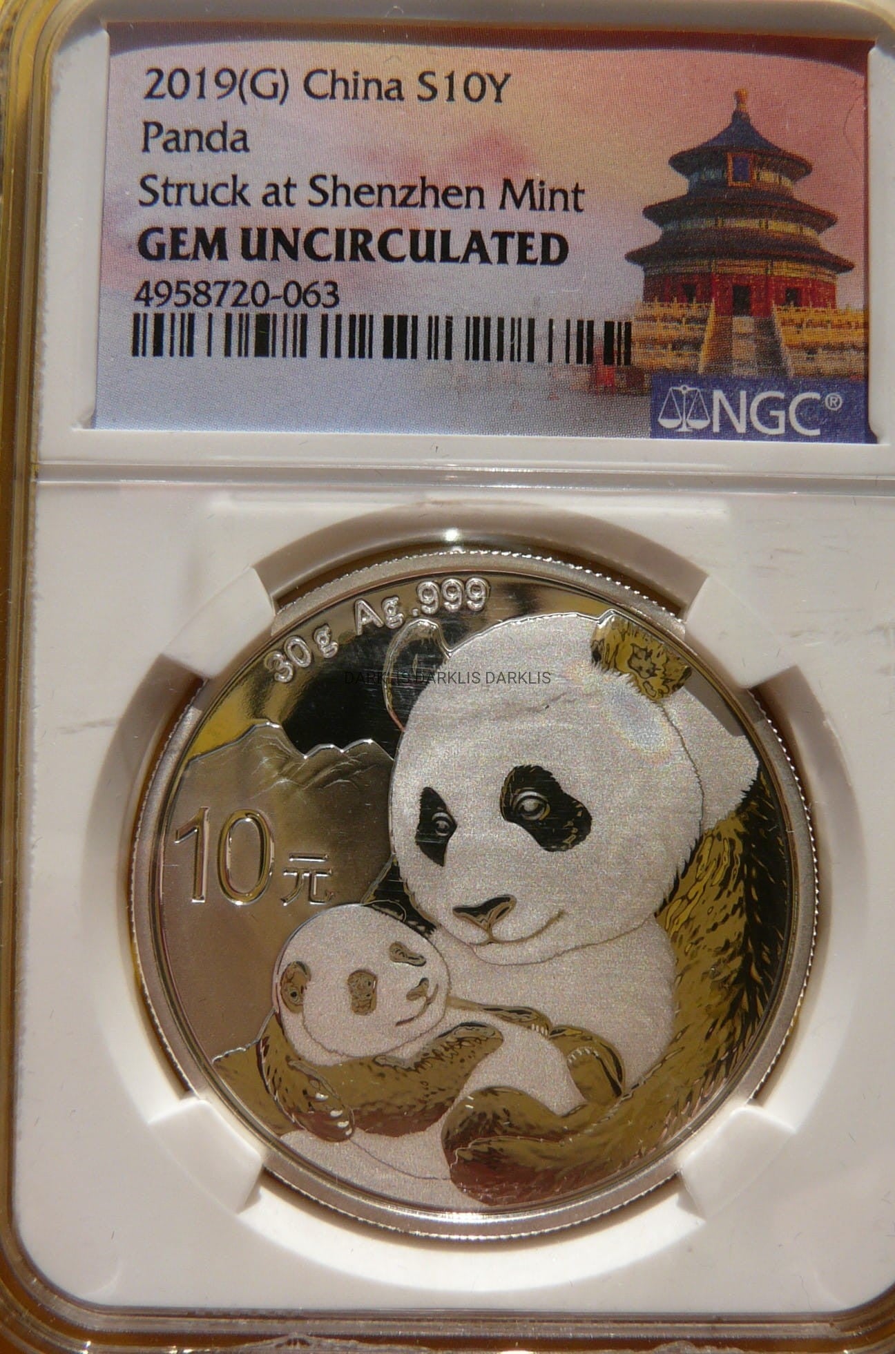 10 YUAN CHINY 2019 PANDA WIELKA SREBRO 999 RARYTAS NGC