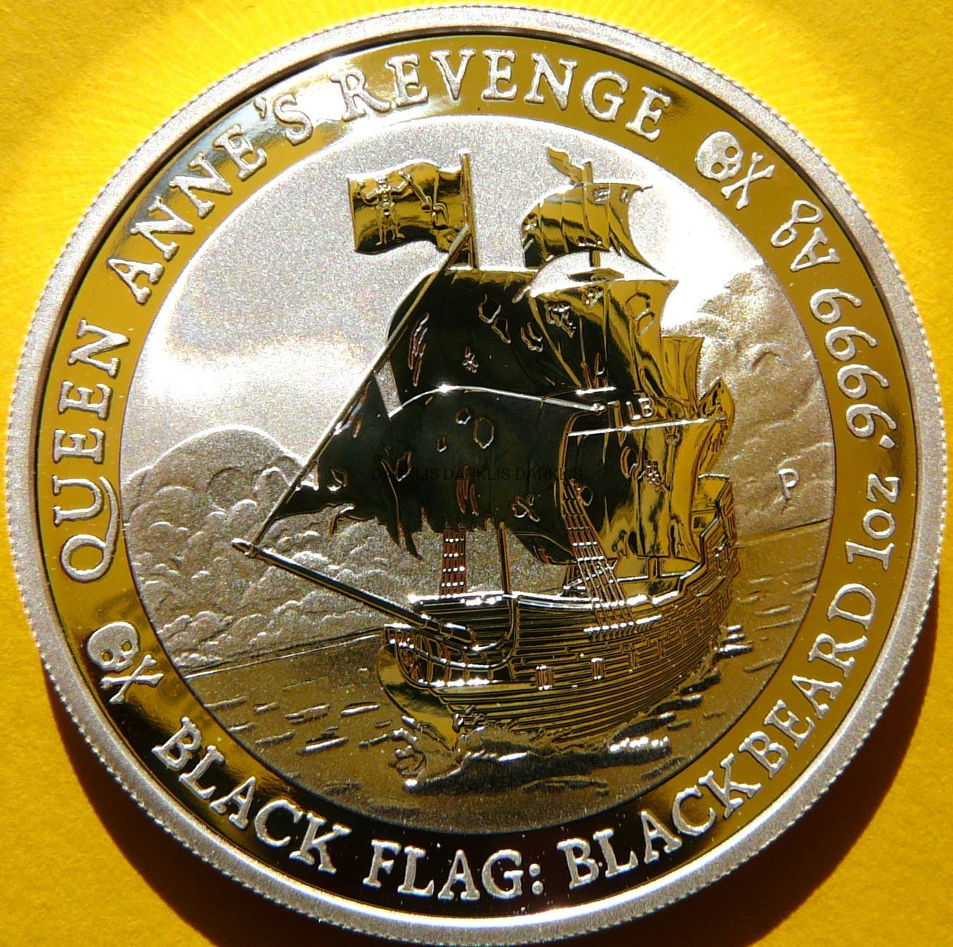 1$ TUVALU 2019 ŻAGLOWIEC CZARNA FLAGA CZARNOBRODY
