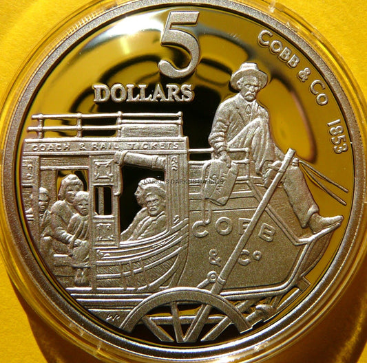 5$ AUSTRALIA 1995 COOB&CO DYLIŻANS HISTORIA AUSTRALII
