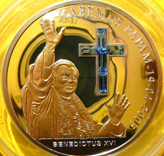 5 DINAR ANDORA 2005 NOWY PAPIEŻ BENEDYKT XVI SWAROVSKI