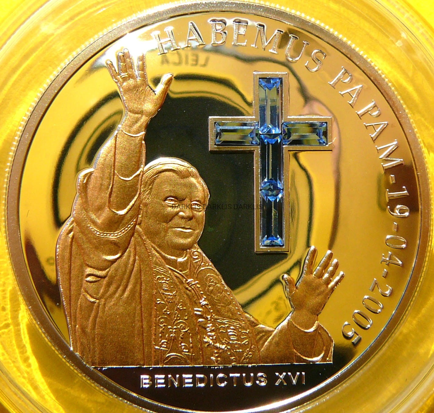 5 DINAR ANDORA 2005 NOWY PAPIEŻ BENEDYKT XVI SWAROVSKI