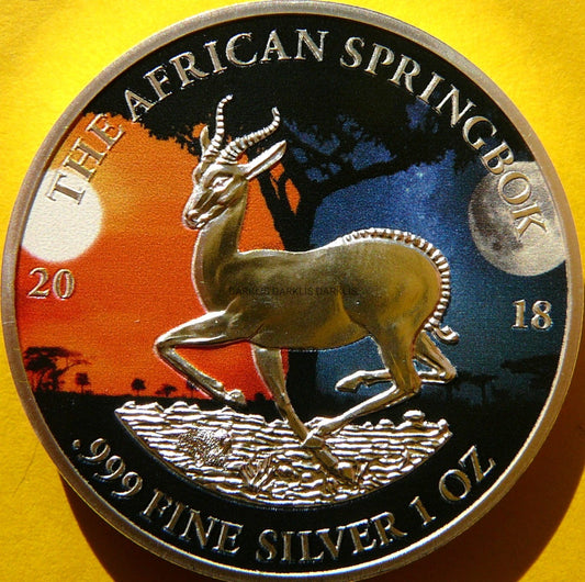 1000 FRANK GABON 2018 ANTYLOPA SPRINGBOK Ag Oz KOLOR