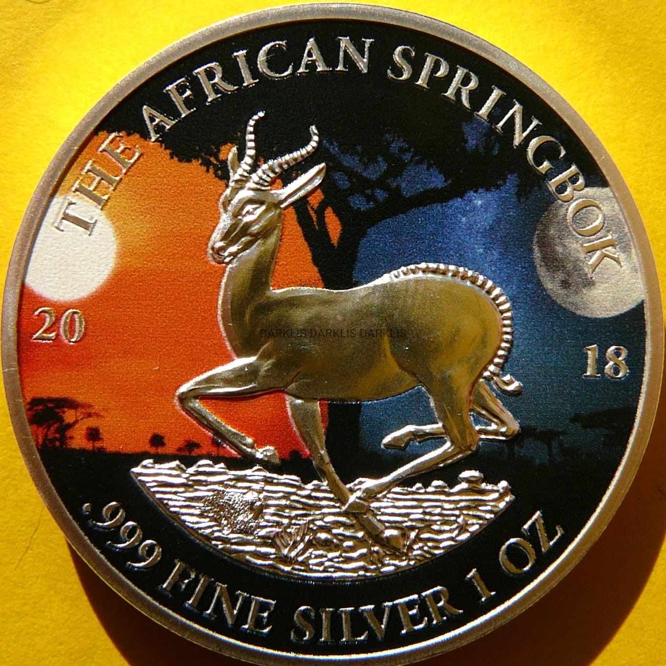 1000 FRANK GABON 2018 ANTYLOPA SPRINGBOK Ag Oz KOLOR
