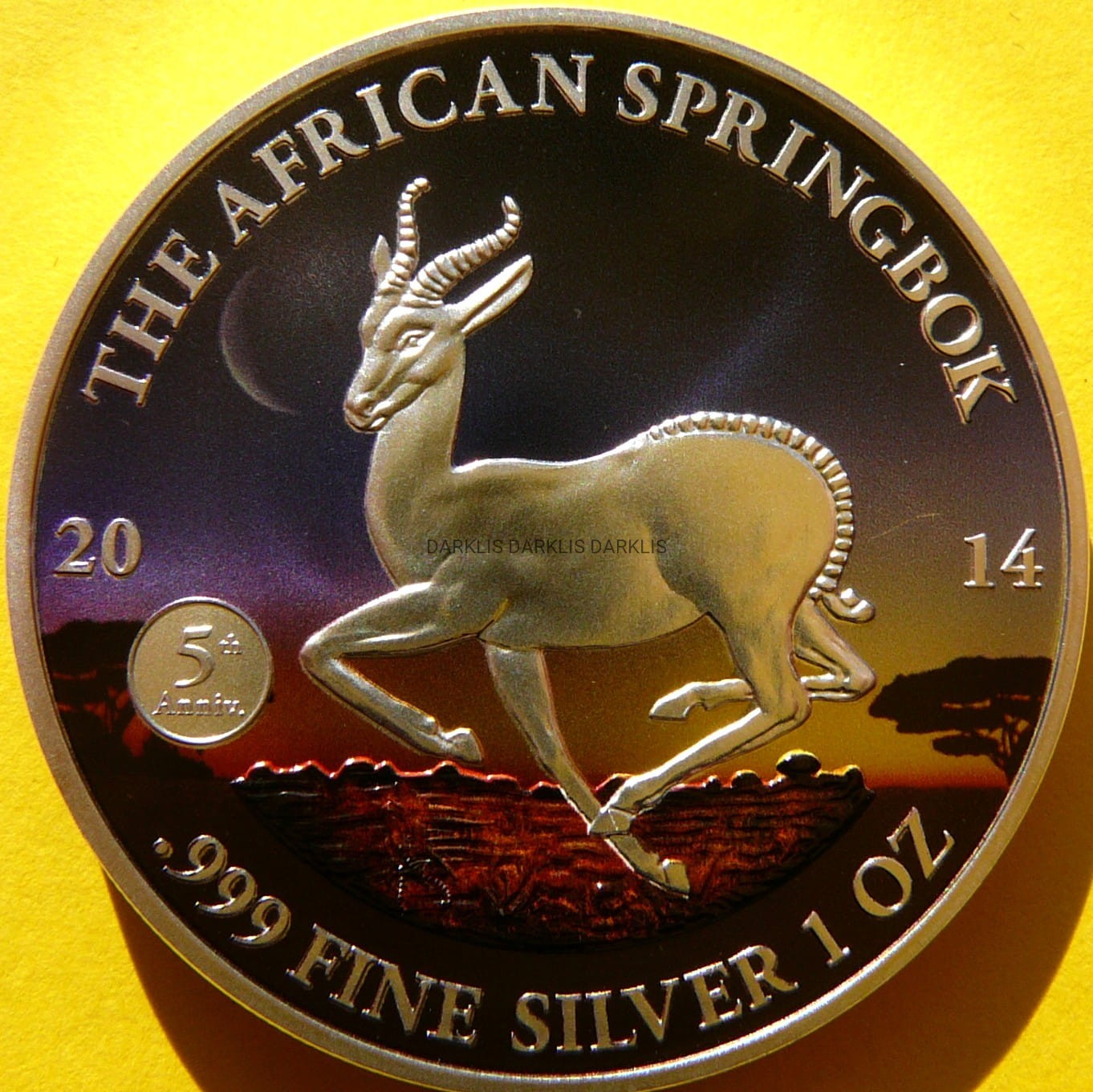 1000 FRANK GABON 2014 ANTYLOPA SPRINGBOK Ag Oz KOLOR