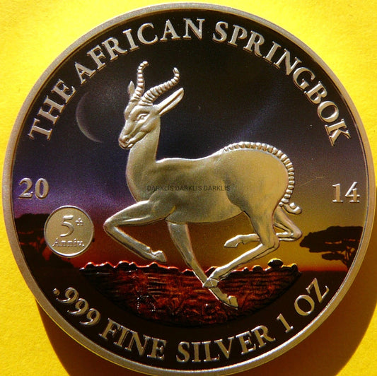 1000 FRANK GABON 2014 ANTYLOPA SPRINGBOK Ag Oz KOLOR