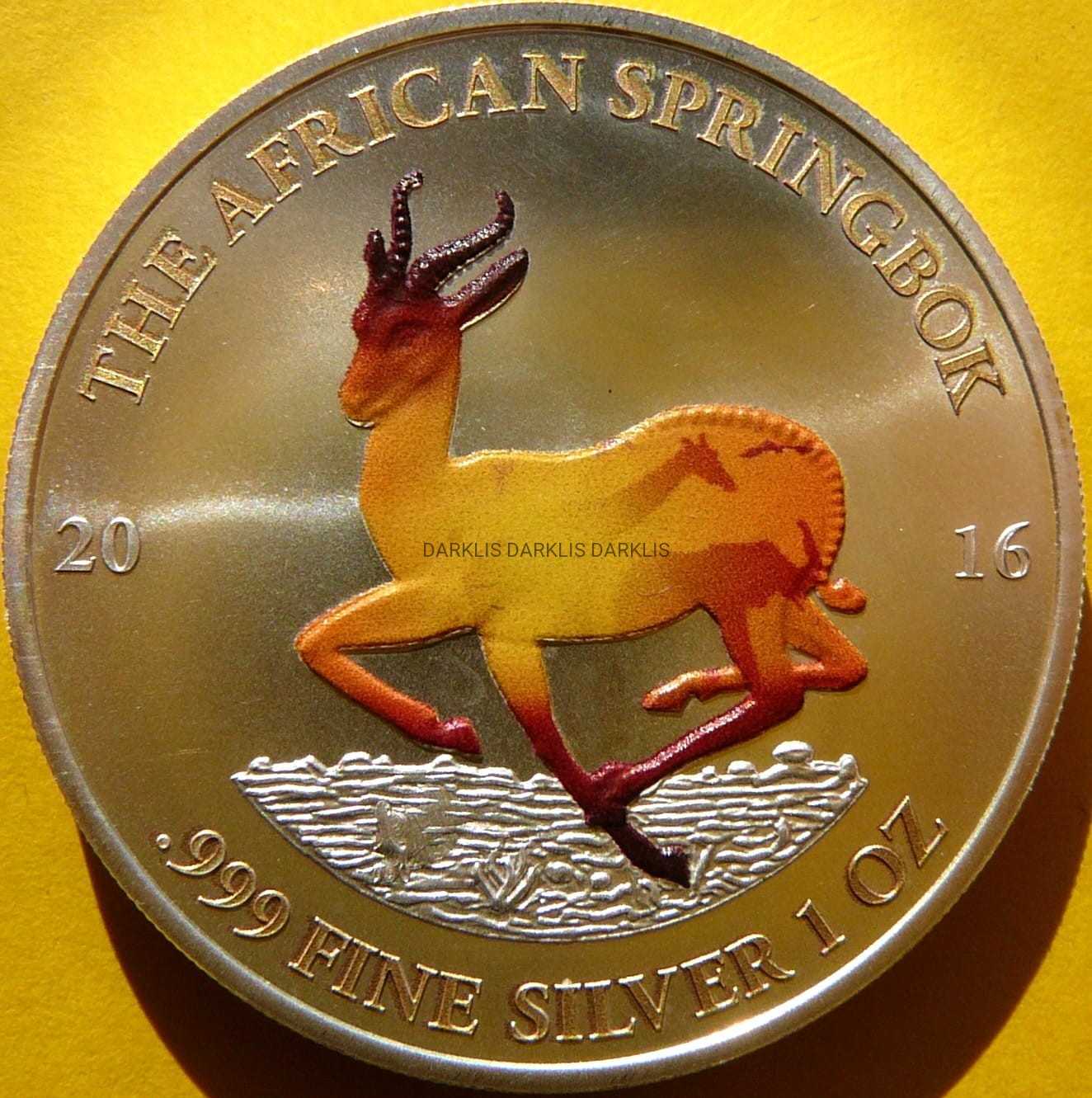 1000 FRANK GABON 2016 ANTYLOPA SPRINGBOK Ag Oz KOLOR