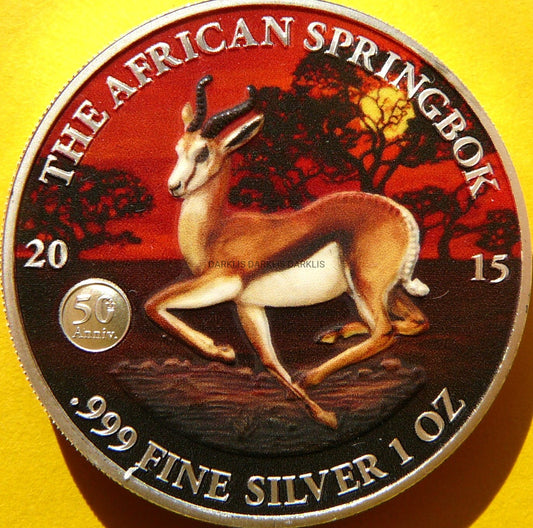1000 FRANK GABON 2015 ANTYLOPA SPRINGBOK Ag Oz KOLOR