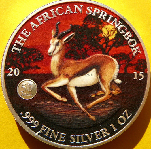 1000 FRANK GABON 2015 ANTYLOPA SPRINGBOK Ag Oz KOLOR