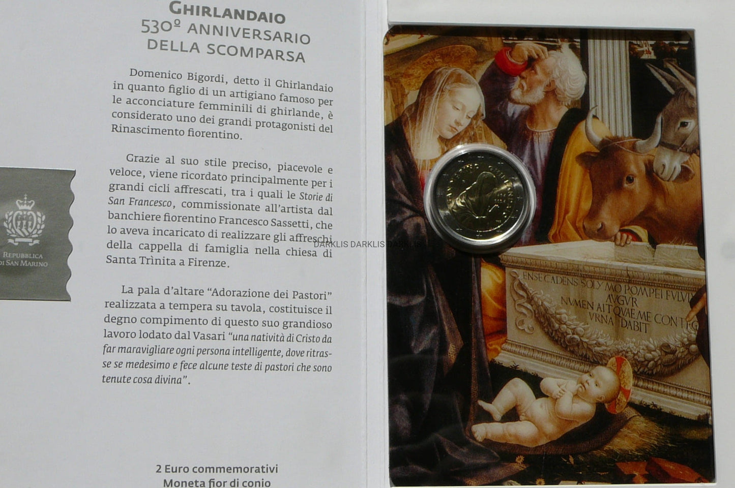 2 EURO SAN MARINO 2024 DOMENICO GHIRLANDAIO MENNICZA