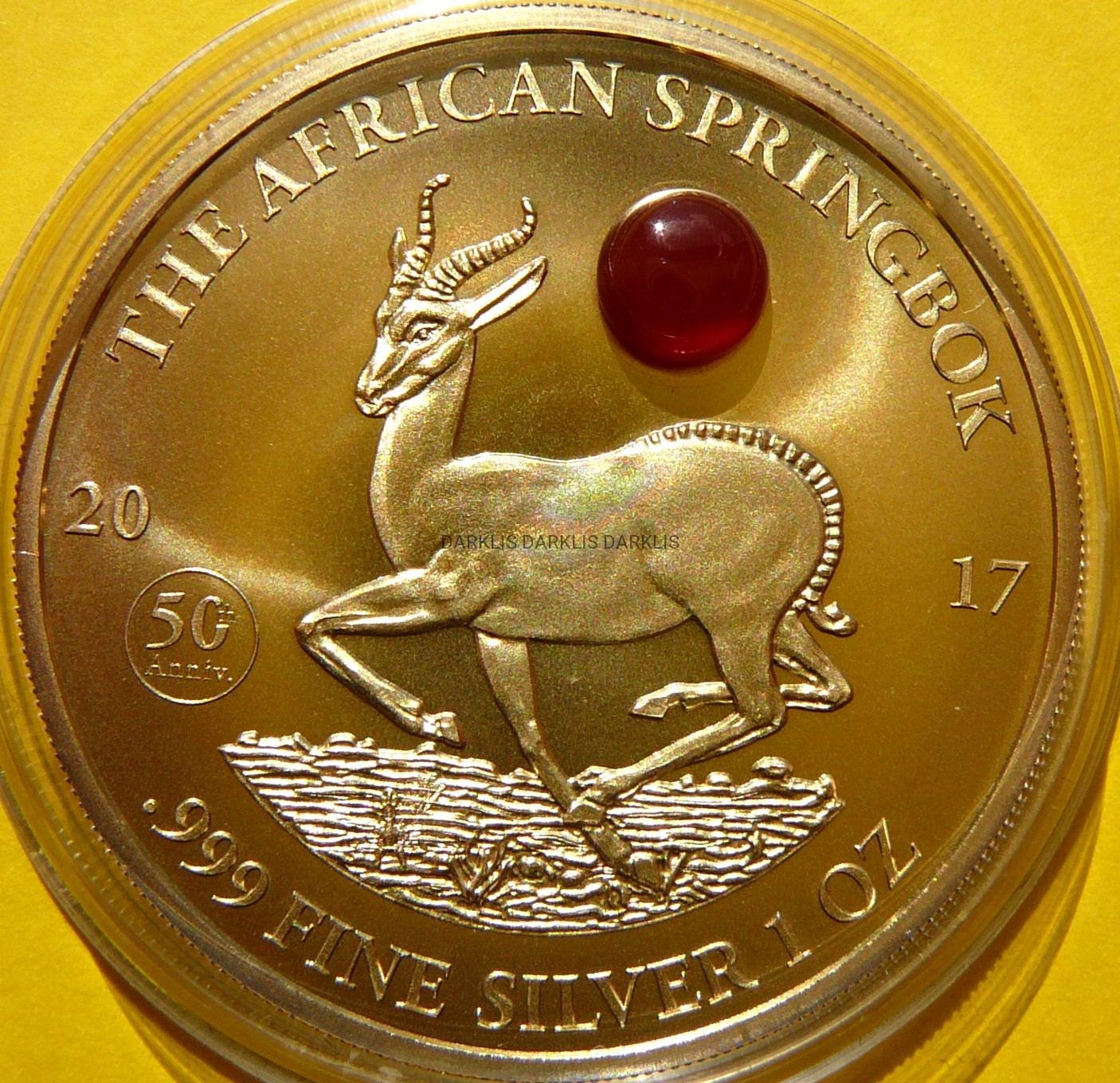 1000 FRANK GABON 2017 ANTYLOPA SPRINGBOK KAMIEŃ ZŁOCONA