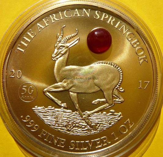 1000 FRANK GABON 2017 ANTYLOPA SPRINGBOK KAMIEŃ ZŁOCONA