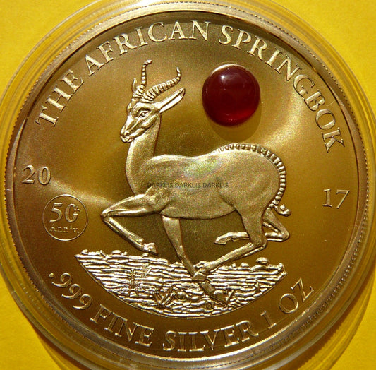 1000 FRANK GABON 2017 ANTYLOPA SPRINGBOK KAMIEŃ ZŁOCONA