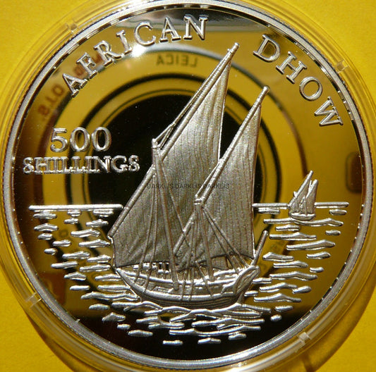 500 SHILL TANZANIA 2001 ŻAGLOWIEC DHOW SREBRO UNCJA