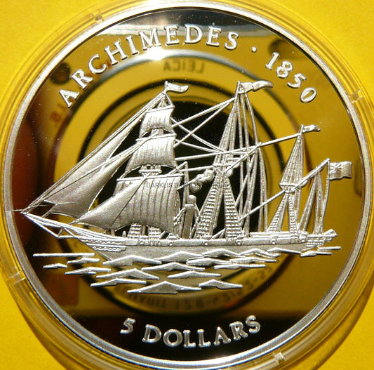 5$ COOK ISLANDS 1999 ŻAGLOWIEC SS ARCHIMEDES RZADKA