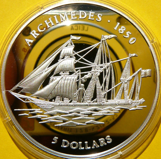 5$ COOK ISLANDS 1999 ŻAGLOWIEC SS ARCHIMEDES RZADKA