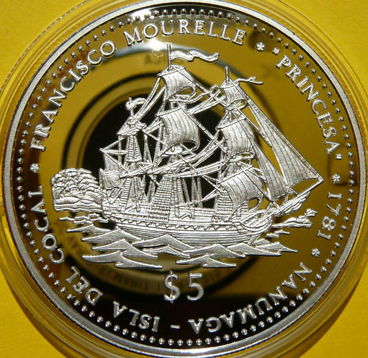 5$ TUVALU 1999 ŻAGLOWIEC LA PRINCESA SREBRO UNCJA
