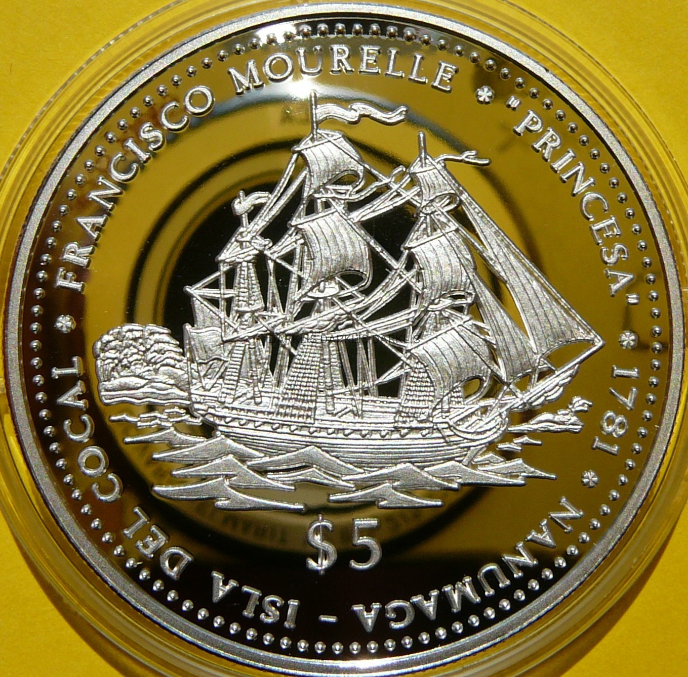 5$ TUVALU 1999 ŻAGLOWIEC LA PRINCESA SREBRO UNCJA