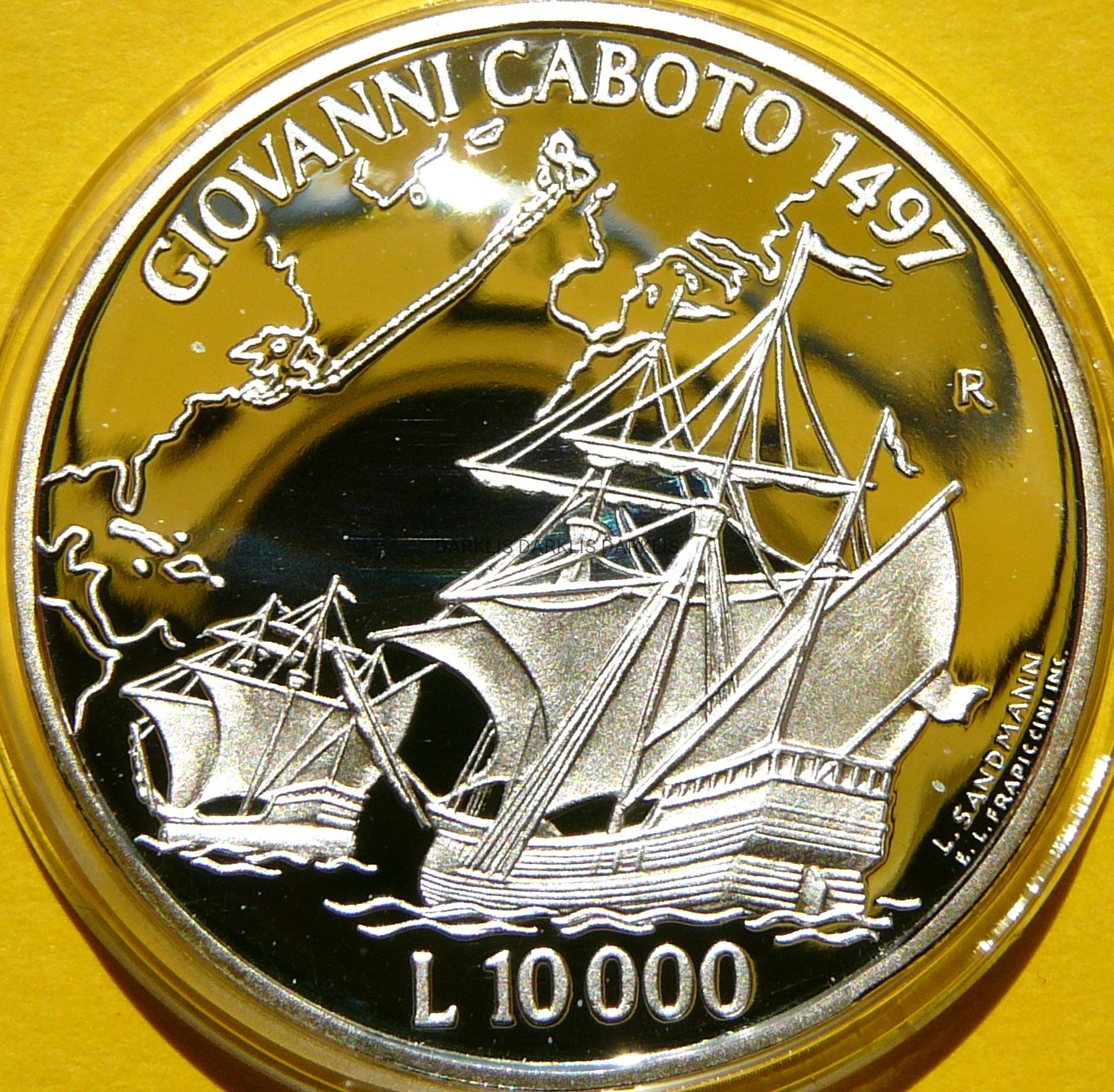 10000 LIR SAN MARINO 1997 ŻAGLOWIEC GIOVANNI CABOTO