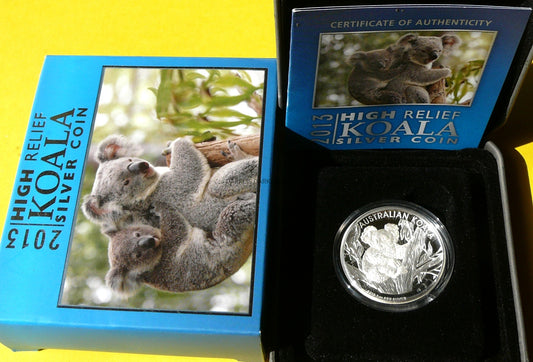 1$ AUSTRALIA 2013 KOALA Ag Oz HIGH RELIEF RZADKA