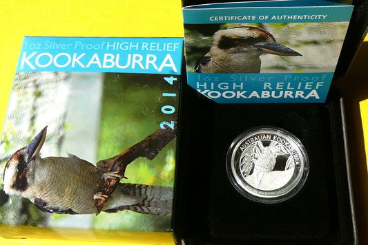 1$ AUSTRALIA 2014 KOOKABURRA Ag Oz HIGH RELIEF RZADKA