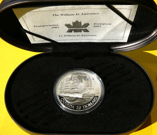 20$ KANADA 2002 ŻAGLOWIEC LAWRENCE HOLOGRAM +CER
