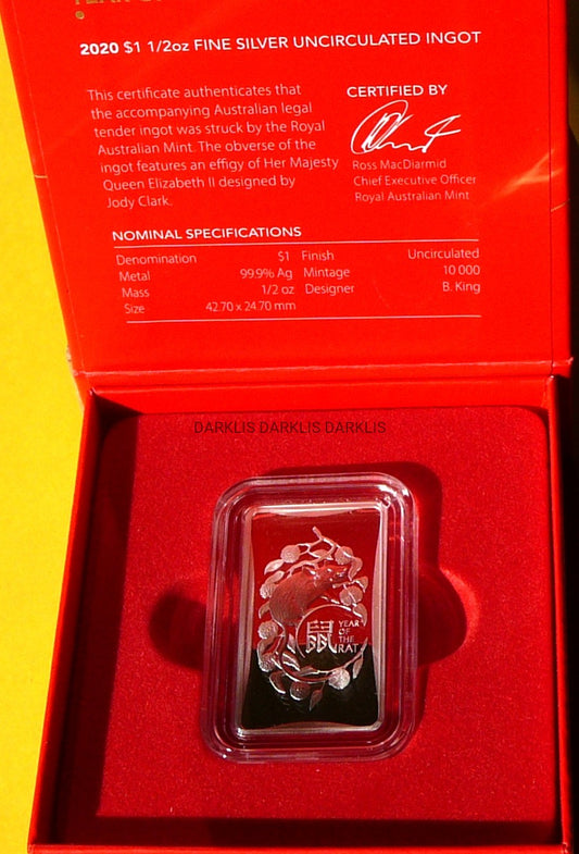 1$ AUSTRALIA 2020 ROK SZCZURA LUNAR Ag 999 PROOF