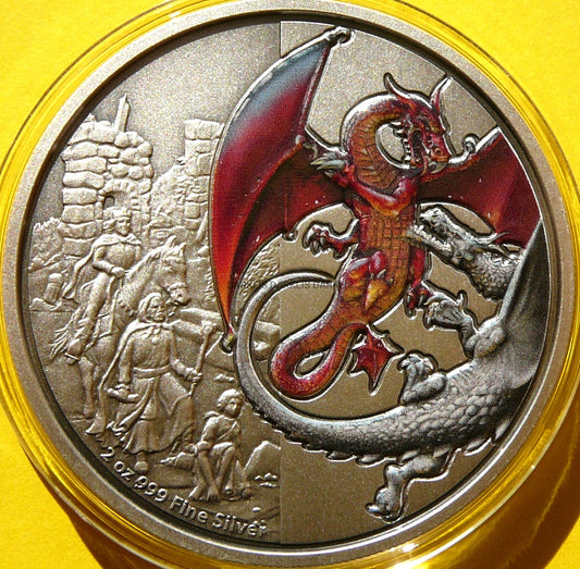 5$ NIUE 2019 CZERWONY SMOK MITYCZNE ZWIERZĘTA RZADKA