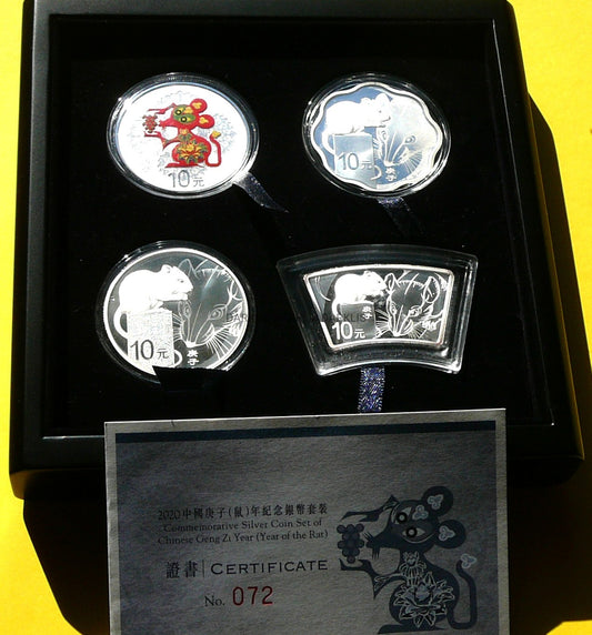 4 x 10 YUAN CHINY 2020 ROK SZCZURA LUNAR BARDZO RZADKA