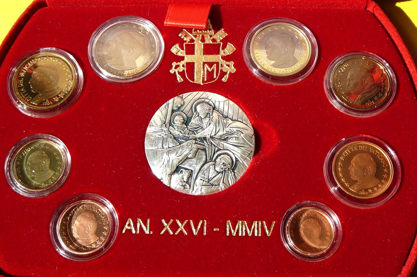 KMS EURO + MEDAL WATYKAN 2004 PAPIEŻ JAN PAWEŁ II PROOF