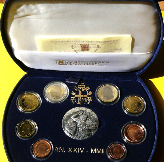 KMS EURO + MEDAL WATYKAN 2002 PAPIEŻ JAN PAWEŁ II PROOF