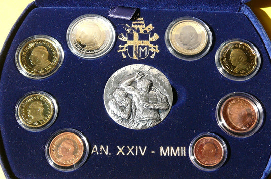 KMS EURO + MEDAL WATYKAN 2002 PAPIEŻ JAN PAWEŁ II PROOF