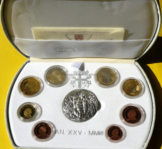 KMS EURO + MEDAL WATYKAN 2003 PAPIEŻ JAN PAWEŁ II PROOF