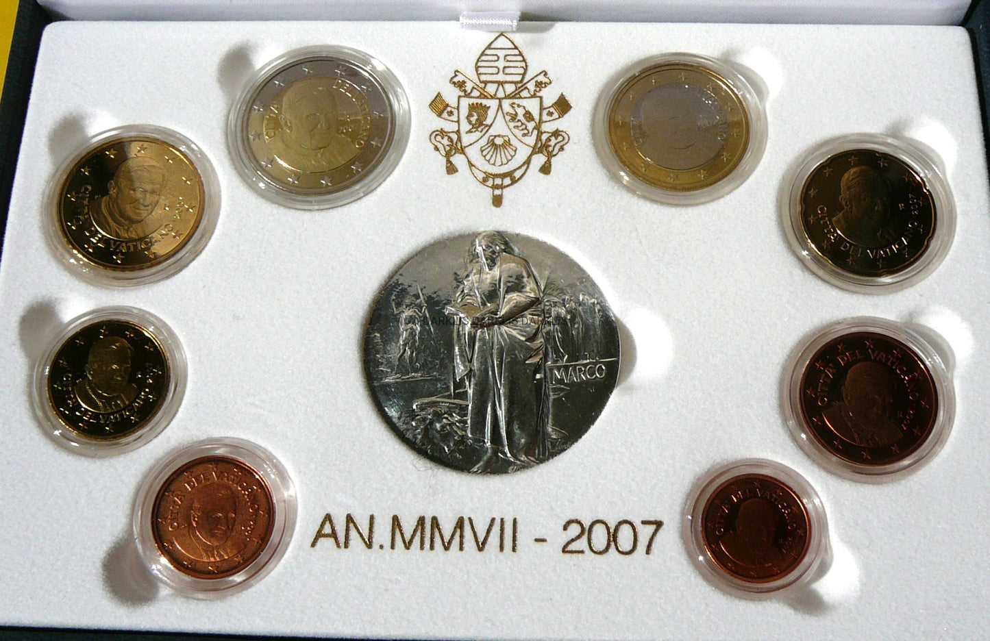 KMS EURO + MEDAL WATYKAN 2007 PAPIEŻ BENEDYKT XVI PROOF
