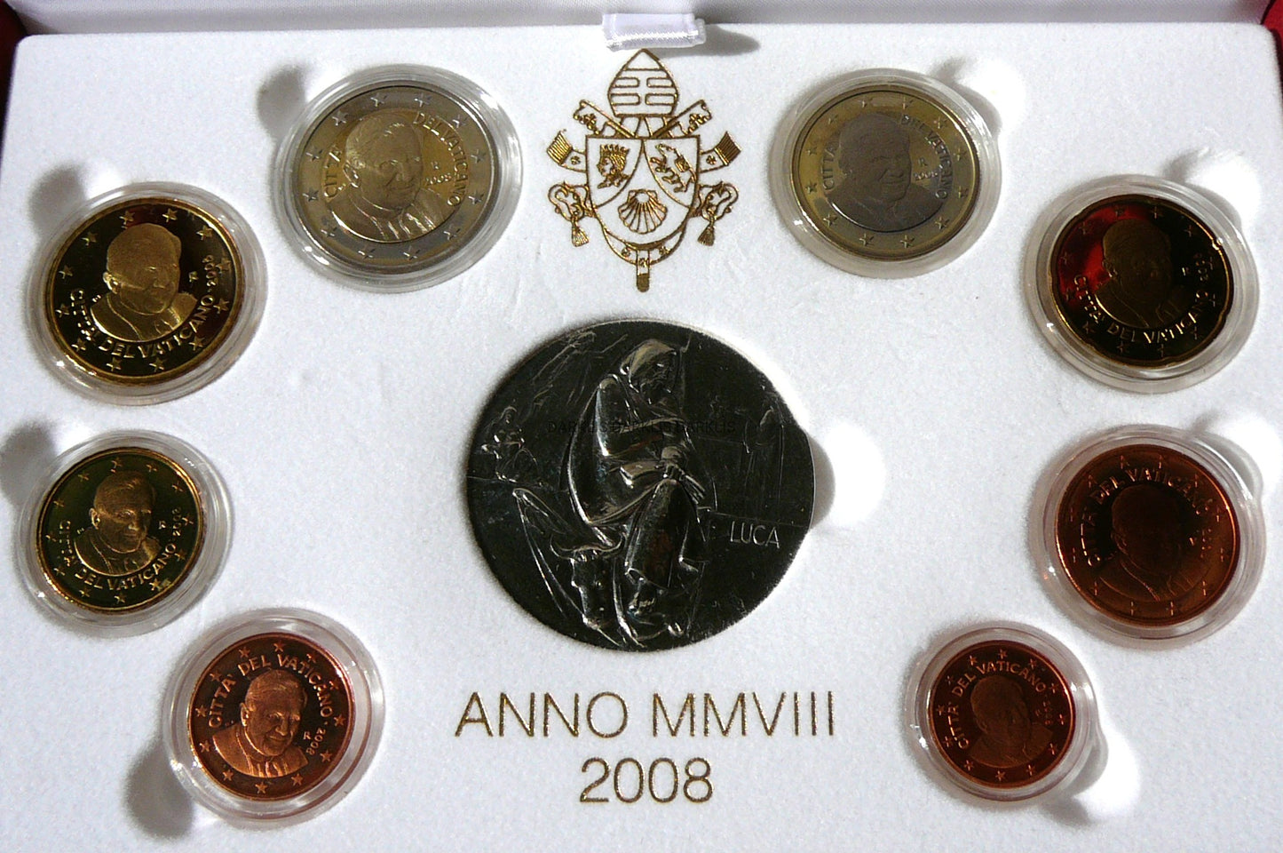 KMS EURO + MEDAL WATYKAN 2008 PAPIEŻ BENEDYKT XVI PROOF