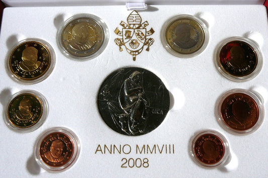 KMS EURO + MEDAL WATYKAN 2008 PAPIEŻ BENEDYKT XVI PROOF