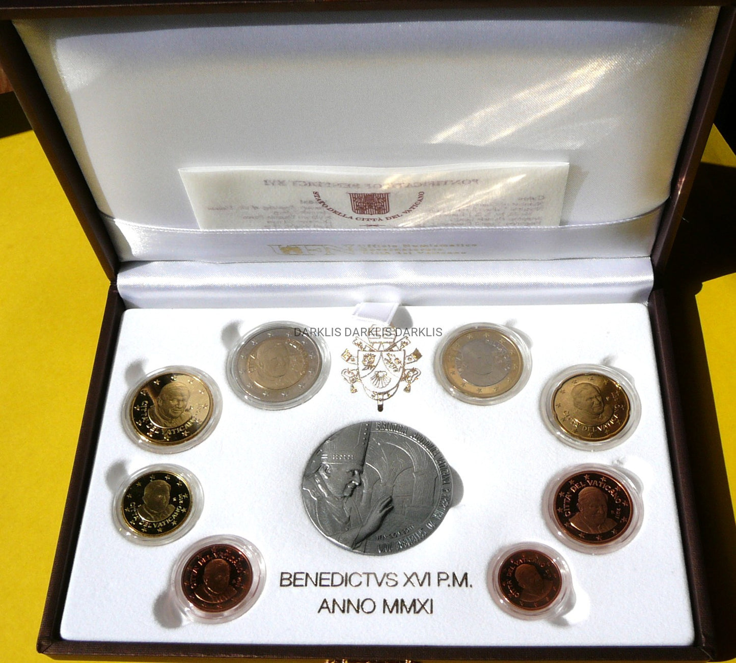 KMS EURO + MEDAL WATYKAN 2011 PAPIEŻ BENEDYKT XVI PROOF