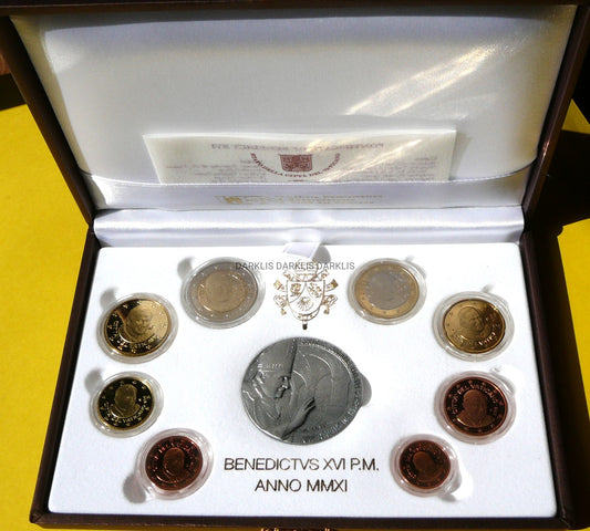 KMS EURO + MEDAL WATYKAN 2011 PAPIEŻ BENEDYKT XVI PROOF